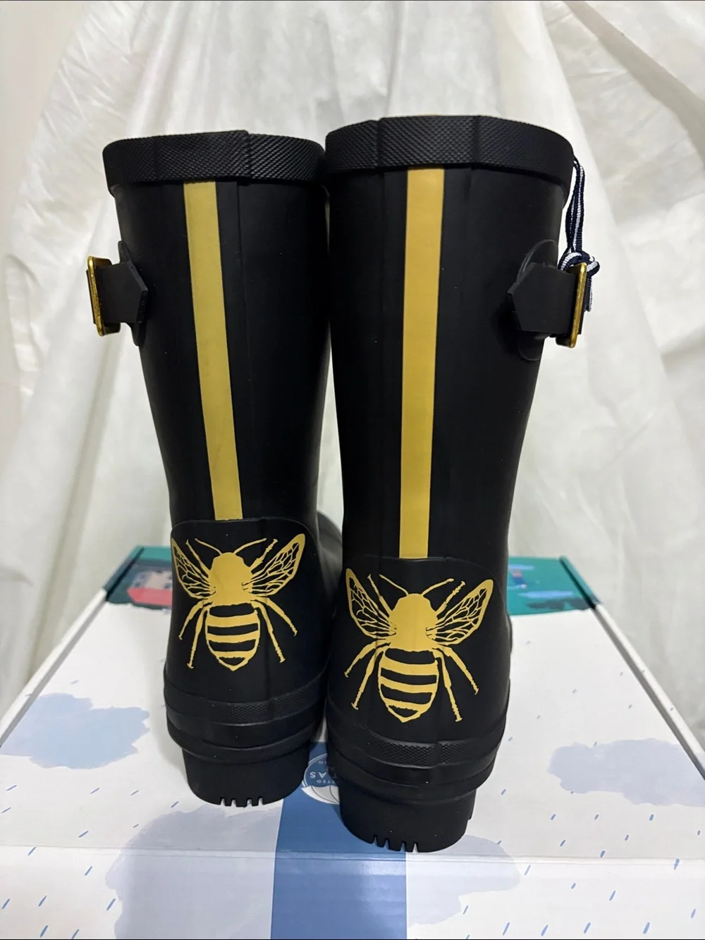 Joules Black Rain Boots size US 6 NWT